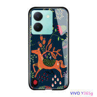 Volans เคส Vivo ลายการ์ตูน5G Y36 Y36สำหรับเด็กผู้หญิงเคสลายสัตว์ญี่ปุ่นน่ารักเคสแนวคิดศิลปะมันวาวฝาหลังกระจกเทมเปอร์กันกระแทก