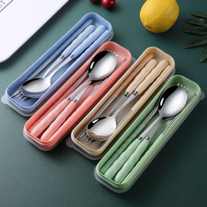 3pcs Stainless Steel Flatware Set Portable Utensils Spoon