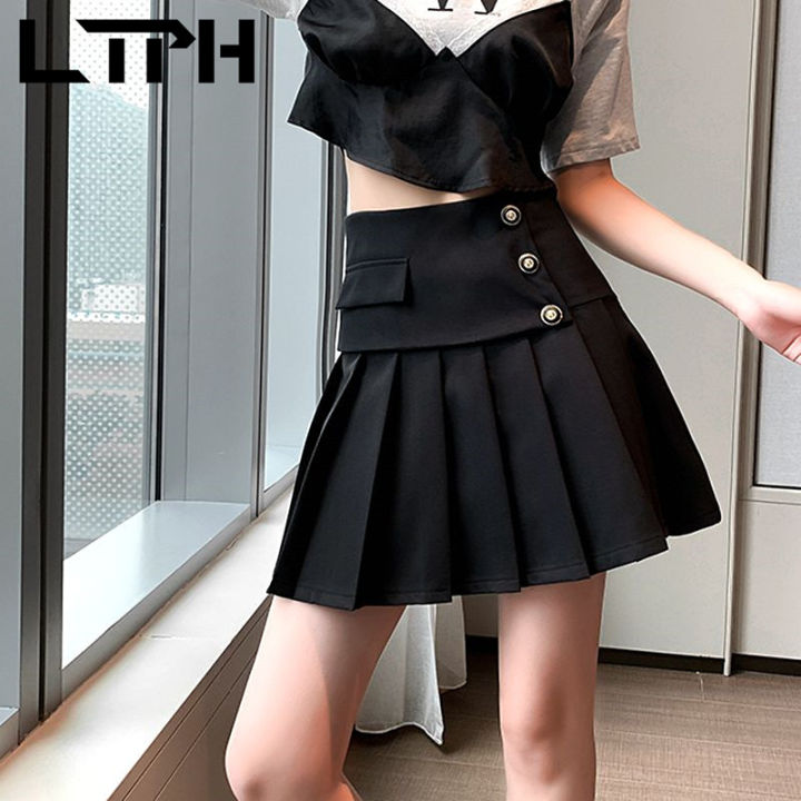 ltph-korean-fashion-high-waist-skirt-women-irregular-pleated-safety-lining-design-england-style-mini-suit-skirts-autumn-new