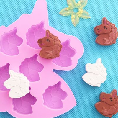 6 cavity Unicorn shape Chocolate mold Air outlet aroma plaster mold Silicone mold Baking cake decorating tools Soap ice cube Ice Maker Ice Cream Mould