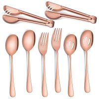 Stainless Steel Flatware Serving Utensils Large Serving Spoon Set of for Kitchen (8 Pieces)