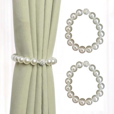【LZ】✹▨▦  Elegante Pérola Magnética Buckle Curtain Tie Cortina Clips Hastes Gancho Acessórios decorativos para casa Novo 2pcs