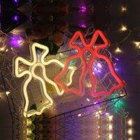 ✐ LED Christmas Bell Shape Neon Sign Light Wall Decor USB Battery Lamp Home Wall Decoration for Christmas Birthday Party Decor