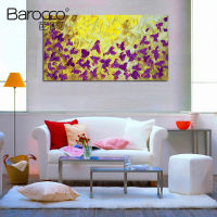 Barocco Modern Abstract Romantic Purple Flowers Oil Painting Hand Painted Palette Knife Landscape Oil Painting on Canvas for Home Art Decoration 50x100cm 60x120cm 70x140cm 80x160cm Big Size