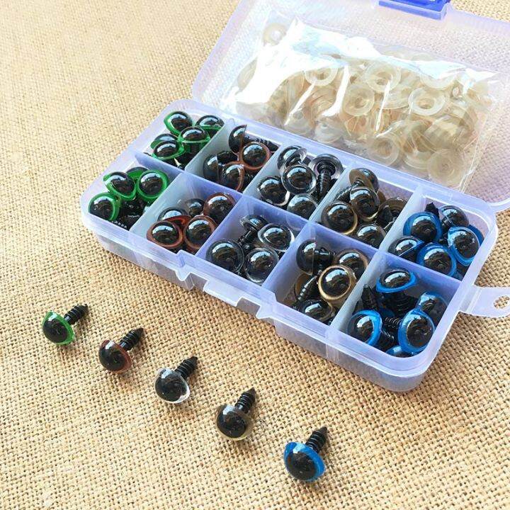 100ชิ้น8มม-10มม-12มม-สีผสมพลาสติกความปลอดภัยของสัตว์ตาสำหรับของเล่นตุ๊กตาหมียัดไส้สำหรับตุ๊กตาหัตถกรรม-amigurumi-กล่องอุปกรณ์เสริม