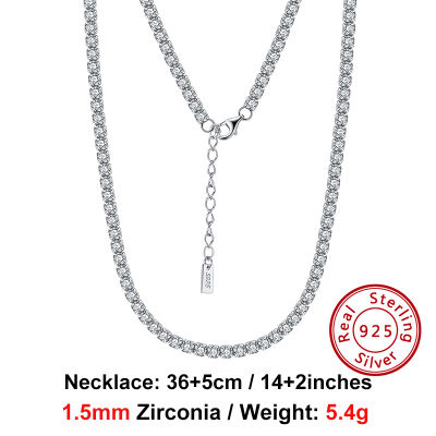 ORSA JEWELS Bling Zircon Tennis Necklace 925 Sterling Silver Italian Handmade Iced Out CZ Tennis Chain Jewelry For Men Women SSC