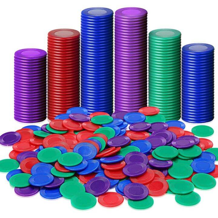 400 Pieces Plastic Poker Chips Game Chips 4 Colors Counter Card for