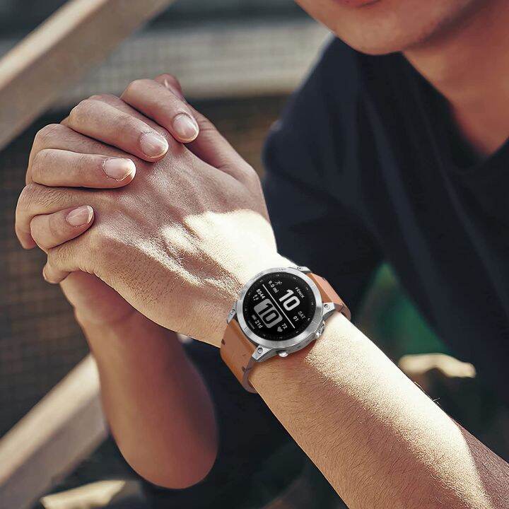 สำหรับ-garmin-fenix-7s-20mm-สายนาฬิกาข้อมือหัวเข็มขัดเหล็กหนัง-สีน้ำตาล