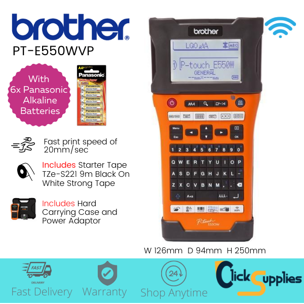 konvergens bodsøvelser ufravigelige Brother PT-E550WVP Portable Label Printer with wireless printing.  Industrial Grade for Electricians for labelling of networks and electrical  parts. With WiFi and USB Connection. Includes Hard Carrying Case and AC  Adaptor 