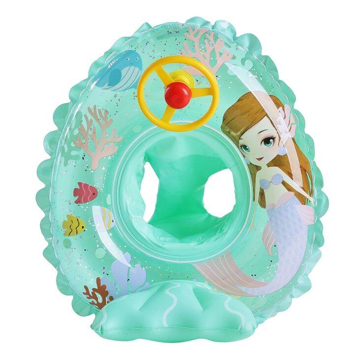 cartoon-mermaid-infant-float-pool-swimming-ring-inflatable-circle-baby-seat-with-steering-wheel-summer-beach-party-pool-toys