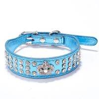 【In-Stock】 PETS MART mall Luxury Pet Dog Collar Bling คริสตัล Rhinestones Crown Charm อุปกรณ์เสริมปลอกคอหนังสำหรับสุนัขขนาดเล็กสร้อยคอเพชร20E