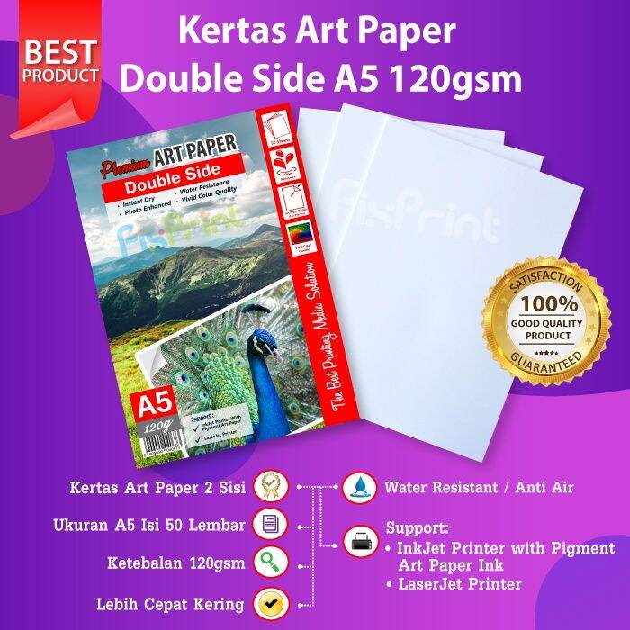 50 Sheets Kertas Photo Art Paper A5 120gsm 120 gsm Print Double Side Lazada Indonesia