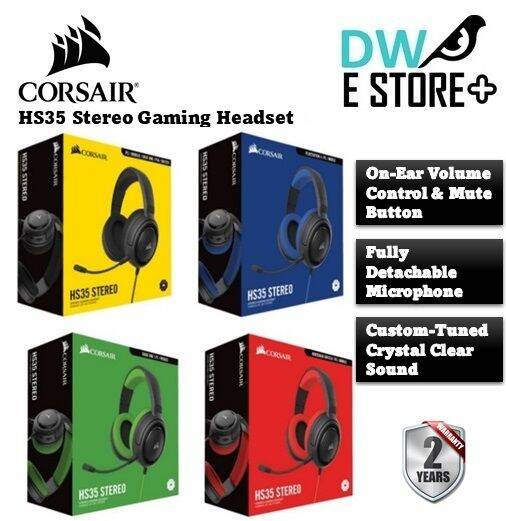 Corsair HS35 Stereo Gaming Headset [CARBON/ BLUE/ RED/ GREEN] Lazada