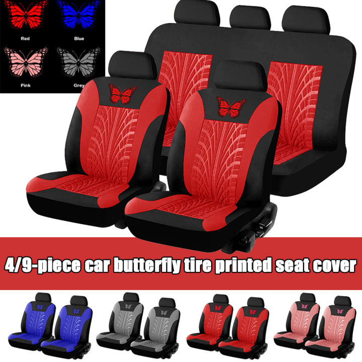 ready stock】Universal Styling Full set Butterfly 3D Tire Print Interior  Accessories Automobile Protector Car Seat Cover