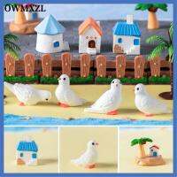 OWMXZL 5Pcs สีสันสดใส Island Dove House งานฝีมือเรซิน เรซิน ของประดับชายหาด อุปกรณ์โต๊ะ DIY หุ่นขนาดเล็ก Hoom ตกแต่ง