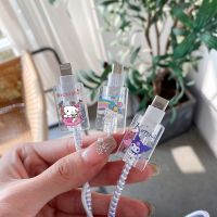 Kabel Data Telepon Seluler Sanrio Lengan Pelindung Anime Hello Kitty Kuromi My Melody Diy Kepala Pengisi Daya Cattoon Hadiah Mainan Kawaii