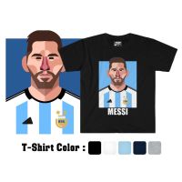 เสื้อยืดคอกลม เสื้อยืดลายนักฟุตบอล ลาย L.Messi ชุดฟุตบอลทีมชาติอาร์เจนติน่า ฟุตบอลโลก 2022 S-5XL