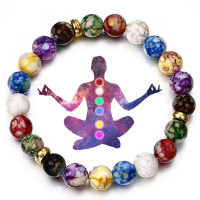 7 Chakra สร้อยข้อมือความหมาย Cardfor ผู้ชายผู้หญิงคริสตัลธรรมชาติ Healing ความวิตกกังวลเครื่องประดับ Mandala โยคะสมาธิสร้อยข้อมือ Gift