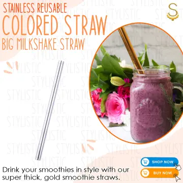  4 SUPER WIDE Boba Stainless Steel 9.5 Long x 1/2 Wide Drink  Straw Smoothie Thick Milkshake -CocoStraw Brand : Home & Kitchen