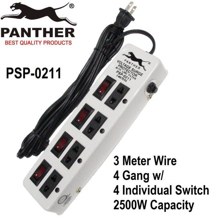 Panther 4Gang Voltage Surge Protector 4 Outlets Extension Cord 3 meter