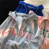 American retro oversize hooded sweater womens high street y2k spring and autumn new couple design sense niche top zipper jacket