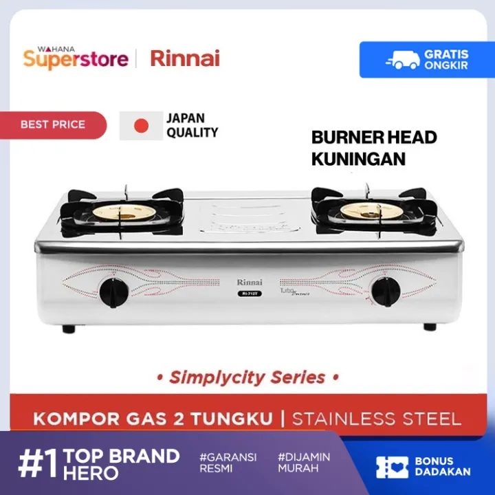 Rinnai Kompor Gas Stove 2 Tungku Stainless Steel Ri712t Ri 712t Lazada Indonesia