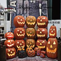 ✒☒☄ Halloween pumpkin large outdoor decoration storespoint amusement park put hollow out plug pumpkin heap