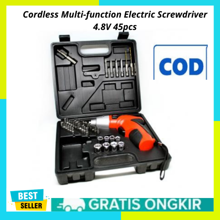 BISA COD - Cordless Multi-function Electric Screwdriver 4.8V 45pcs ...