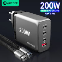 200W GaN USB-C Wall Charger, 4-Port USB Fast Charging PD100W PPS 45W SCP QC5.0สำหรับแล็ปท็อป ,ThinkPad,โยคะ,, 13