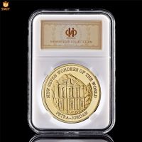 New World Seven Wonders Gold Commemorative Coin Asian Petra Metal Plated Model Toy Collectible Coin Value W/PCCB Holder