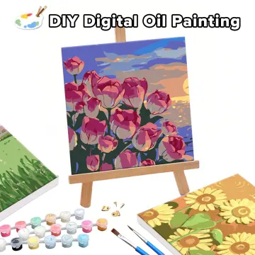 Large DIY Canvas Painting with Free Acrylic Paints and Brush - 9.5x12  inches Canvas Wall Art