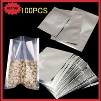 OSJYGO 100PCS เงิน เกรดอาหาร สราญ แรป เครื่องซีลสูญญากาศ ถุงซีลความร้อน ถุงอลูมิเนียมฟอยล์ กระเป๋าเก็บของ