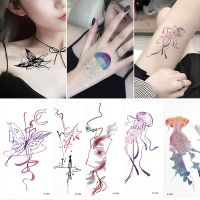 Y2K Color Large Jellyfish Temporary Tattoos Stickers For Women Girls Sexy Body Art Big Arm Leg Tatoo Black Butterfly Tattoos