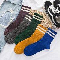 ✢✐❁  Fashion Shiny Glitter Striped Women Socks Trendy Rock Roll Sparkled Bright Color Cute Kawaii Winter Warm Socks Streetwear