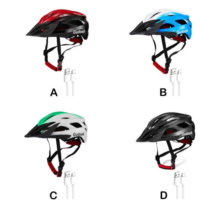 Cycling Helmet with Lights Mountain Road Bicycles Charging Warning