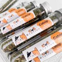 Cat Station แคทนิปแมว Catnip ออร์แกนิคแบบหลอด กัญชาแมว สดใหม่ใบเขียว ช่วยให้ผ่อนคลาย หายเครียด ลองแล้วติดใจทุกตัว ใบใหญ่กลิ่นชัดเจน