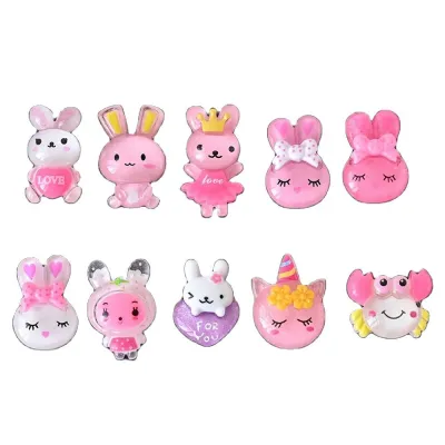 20/50pcs Bear Rabbit Resin Nail Rhinestones Cute Cartoon Lollipop Donut Japanese Nail Charms For 3D Nail Art Accessories 1 Bag