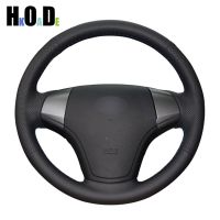 Hand-stitched Steering Wheel Cover Black Artificial Leather Car Steering Wheel Cover for Hyundai Elantra 2008-2010