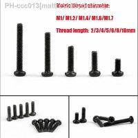 100pcs High Quality Black carbon steel pan head Phillips screws M1 M1.2 M1.4 M1.6 M1.7 Round Bolt.