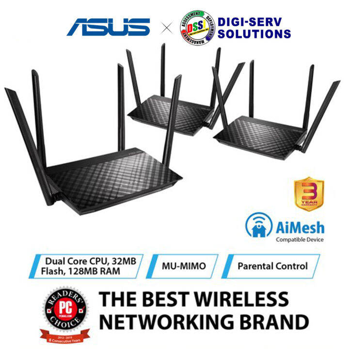 Asus RTAC59U V2 (3Pack) (AC1500) Dual Band Wifi Router with MUMIMO