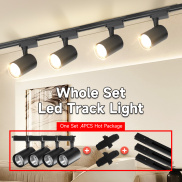 LED Track Light Full Set Aluminum Track Light 3 Color COB Spotlight 12W