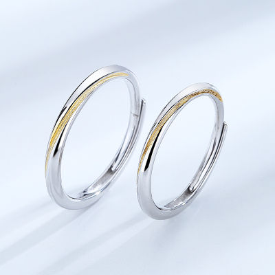[COD]s925 เงินทอง Mobius แหวนคู่หนึ่งคู่ของแหวนปรับแหวนของผู้ชายและผู้หญิงเล็กๆน้อยๆออกแบบวันวาเลนไทน์