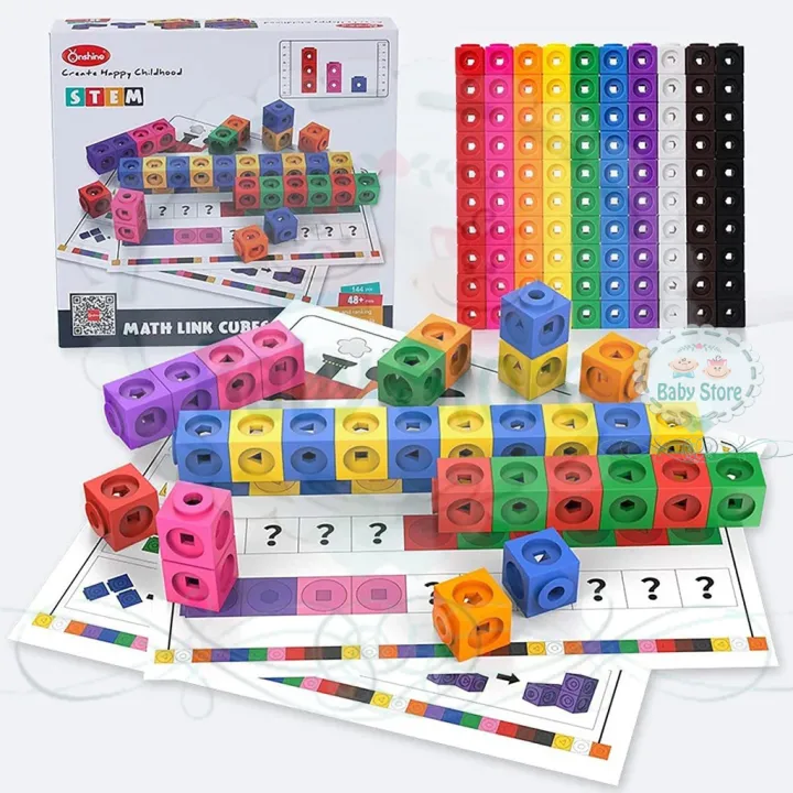 Onshine STEM Math Link Cubes with Activity Cards Set - 144 Pieces ...