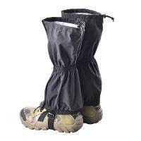 2Piece Outdoor Mountaineering Waterproof Snow Cover Zipper Shoe Cover Snow Mountain Skiing Leg Binding Leg Cover Black