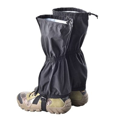 2Piece Outdoor Mountaineering Waterproof Snow Cover Zipper Shoe Cover Snow Mountain Skiing Leg Binding Leg Cover Black