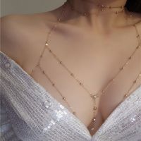 Metal Women Ladies Body Chain Sexy Style Hollow Bikini Ladies Breast Chain Crystal Body Decoration Jewelry