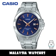 100% Original) Casio Enticer MTP-1215A-2A2 Blue Dial Silver-Tone