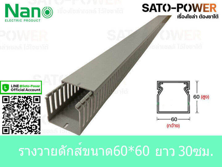 รางวายดัก-wire-way-ยี่ห้อ-nano-pri-prof-ขนาด-20-20-30-30-40-40-40-60-60-40-60-60-60-80-ยาว-30ซม-50ซม-100ซม-รางเก็บสายไฟ-สีเทา-รางเก็บสายไฟแบบทึบ-รางครอบสายไฟพลาสติก-แบบทึบ