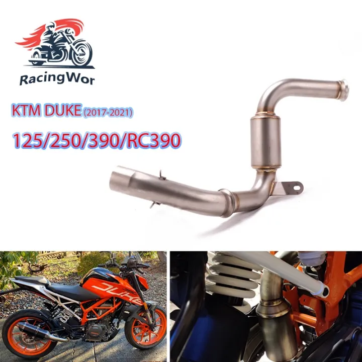 Motorcycle Exhaust Mid Link Pipe – Fits DUKE 390 RC390 125 250 (2017-2020) & Svartpilen/Vitpilen 401 (2018-2019), Stainless Steel