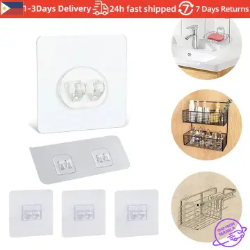 Wall Hanging Hooks For Double Sided Storage: Transparent Suction